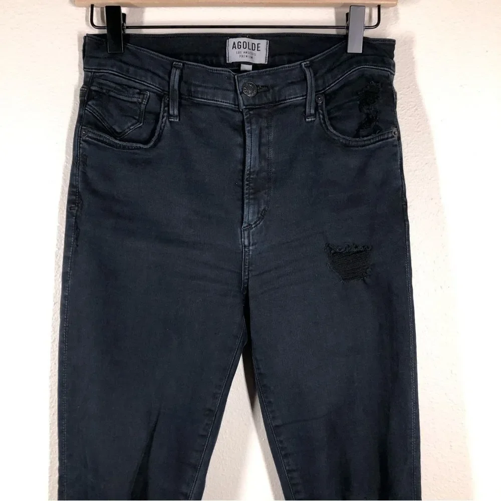 AGOLDE Sophie High Rise Skinny Jeans Ruthless Black Denim Size 27